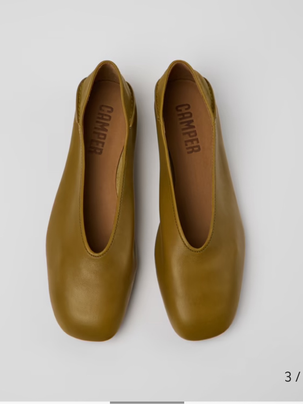 Camper Casi Myra leather green square toe flats size 8 / 38